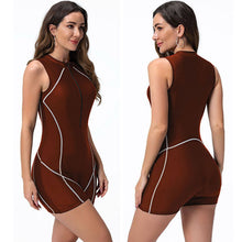Charger l&#39;image dans la galerie, One-piece swimsuit women&#39;s vest flat corner wetsuit surf suit zipper sports swimsuit
