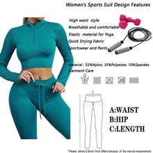 Load image into Gallery viewer, Womens High Waisted Workout  2 Piece Sets Crop Top and Sweatsuit  Pants Seamless Sports Legging  Yoga Gym Outfits Pinstripe elasticity structure
