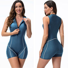Charger l&#39;image dans la galerie, One-piece swimsuit women&#39;s vest flat corner wetsuit surf suit zipper sports swimsuit
