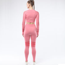 Load image into Gallery viewer, Women&#39;s Sportwear Workout Sets  two Piece Outfits Seamless High Waist Yoga Leggings Long Sleeve Gym Clothes
