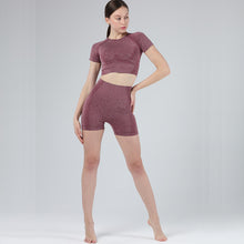 Load image into Gallery viewer, Exercise and Fitness Yoga Suit Sports short sleeve shorts Tight-fitting and Outstanding fit
