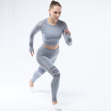 Load image into Gallery viewer, Women&#39;s Sportwear Workout Sets  two Piece Outfits Seamless High Waist Yoga Leggings Long Sleeve Gym Clothes
