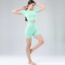 Load image into Gallery viewer, Exercise and Fitness Yoga Suit Sports short sleeve shorts Tight-fitting and Outstanding fit
