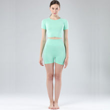 Load image into Gallery viewer, Exercise and Fitness Yoga Suit Sports short sleeve shorts Tight-fitting and Outstanding fit
