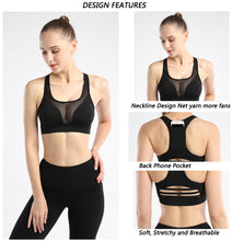 Load image into Gallery viewer, Women Sports Bra with Back Pocket  Yoga  running fitness wear sports   bra   Racerback Bra
