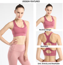 Charger l&#39;image dans la galerie, Sports Bras for Women  Strappy Sports Bra   Racerback Workout Yoga Bra with adjustable back
