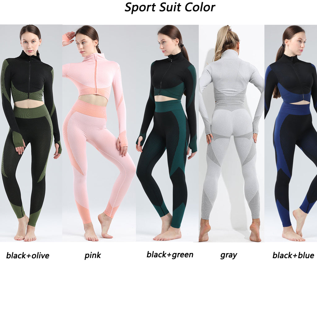 Womens High Waisted Workout 2 Piece Sets Crop Top and Sweatsuit Pants –  junqiya